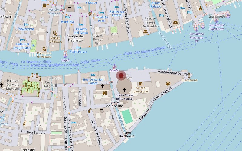 OpenStreetMap location of Santa Maria della Salute in Venice