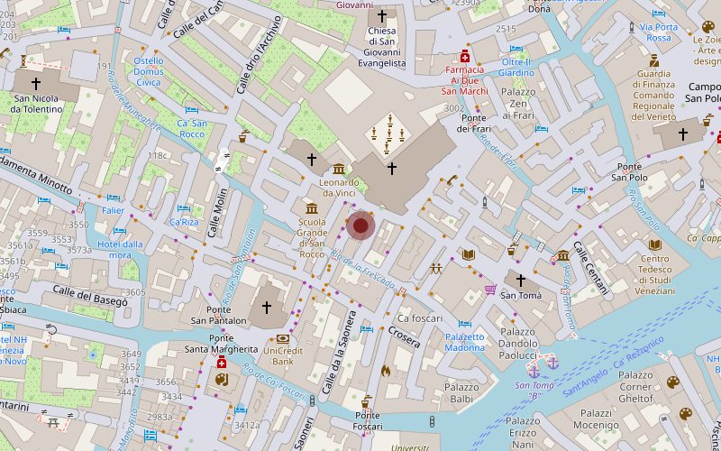 OpenStreetMap location of Scuola Grande di San Rocco in Venice
