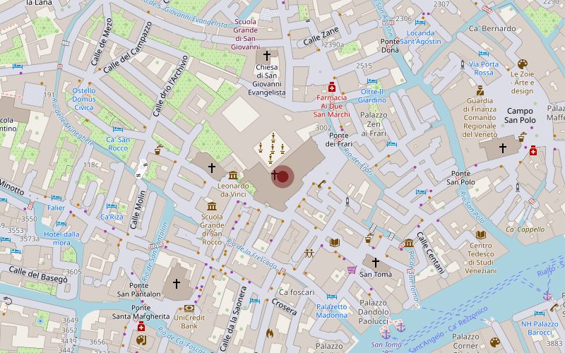 OpenStreetMap location of Basilica dei Frari in Venice