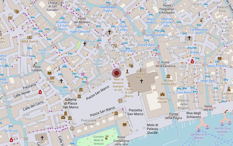 OpenStreetMap location of Torre dell'Orologio in Venice